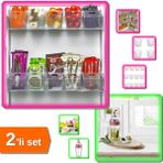 Hereveoyuncak Buzdolabı Düzenleyici Kutu 12LI + Cam Yağdanlık Fresh Ölçülü Şişe - 2li Set - VXP9LT