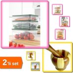 Hereveoyuncak Buzluk Saklama Kabı 3,8lt + Bambu Havan (Ahşap) Büyük - 2li Set XY456