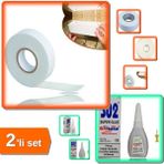 Hereveoyuncak Çift Taraflı Köpük Bant 19MMX5M + S02 Hızlı Japon Yapıştırıcısı - 2li Set M7U6Z5