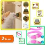 Hereveoyuncak Çıngıraklı Silikon Kedi Tassması + Duvara Yapışan Dönen Kedi Nanesi Cat Oyun Topu - 2li Set C2UG9L
