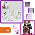 Hereveoyuncak Çok Amaçlı Banyo Vantuzlu Köşe Organizer + 6 Adet Çekmece Havlupan Askı - 2li Set Q7W1U9