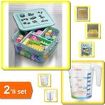 Hereveoyuncak Çok Amaçlı Bölmeli Oyuncak Hobi Saklama Kutusu + Dereceli Renkli Ölçü Kabı 300 ml - 2li Set Y2E7Q0