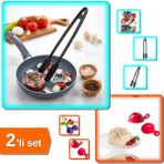 Hereveoyuncak Dayanıklı Yapışmaz Plastik Izgara Maşası 30 cm + 2 Adet Sevimli Pilav ve Helva Kalıbı - 2li Set Z8U0