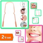 Hereveoyuncak Dil Plağı Temizleme Aparatı Bakır Oil Pulling + Diş Kristali ve Diş Pırlantası Komple Set - 2li Set