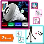 Hereveoyuncak Disco Ampul Rgb Bluetooth Kumandalı + Mini Triipod Seti - Fotoğraf ve Işık Eğlencesi BP47KM