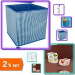 Hereveoyuncak Dolap Içi Düzenleyici Kutu Mavi Çizgili + Kat Kat Düzenleyici - Katlı Düzenleyici - 2li Set V4X4D0