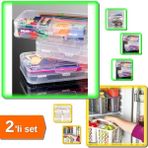 Hereveoyuncak Dolap Organizer Kutusu 2 Katlı + Buzdolabı Düzenleyici Sepet 3 Bölmeli Gri - 2li Set Z5Q5Y7