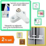 Hereveoyuncak Düğmeli Pvc Kapı Pencere Emniyet Kilidi + Sürgülü Dolap Çekmece Kilidi - 2li Set 2U5L1E