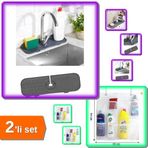 Hereveoyuncak Esnek Musluk Lavabo Matı + 8 Cepli Askılı Mutfak Banyo Düzenleyici - 2li Set H3Q2M9