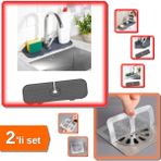 Hereveoyuncak Esnek Musluk Lavabo Su Tutucu Matı + 10 Adet Yapışkanlı Banyo Gider Koruyucu - 2li Set P9S1N5