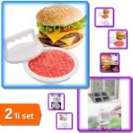 Hereveoyuncak Hamburger Pres ve Köfte Kalıbı + 10 Adet Yapışkanlı Kesilebilir Yırtık Sineklik Tamir Bandı -2li Set
