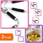 Hereveoyuncak Inox Paslanmaz Metal Patates Ezici + Lüx Çelik Sarımsak Ezici - 2li Set ABC456