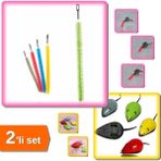Hereveoyuncak Kedi Çek Bırak Fare Oyuncağı + Kedi Tırmalama Fırçası Seti – Tırmalama + Avlanma – 2li Set N8K4UM
