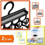 Hereveoyuncak Kravat ve Şal Askısı Düzenleyici + Filtreli Lavabo Tıkama Aparatı Mutfak Banyo - 2li Set K9TRMB