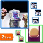 Hereveoyuncak Kulak Çubuğu Organizeri + Yuvarlak Mucize Makyaj Allık Pudra Krem Süngeri - 7 cm - 2li Set W2J9X4