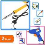 Hereveoyuncak Lehim Havya 60W - Kalem Havya + Glue Gun Sıcak Silikon Tabancası 20WATT 2’li Set A1B2C3