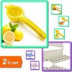 Hereveoyuncak Limon Sıkacağı - Limonatör Plastik + 12 Bölmeli Kapaklı Buz Kalıbı - 2li Set J7X2Q1