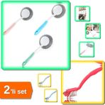Hereveoyuncak Mangal Temizleme Fırçası - Barbekü Fırçası + Ergonomik Lavabo ve Bulaşık Fırçası - 2li Set F1K3B2