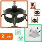 Hereveoyuncak Masquerade Kostüm Partisi Venedik Balo Maskesi + Balo Parti Maskesi Beyaz - 2li Set S1N4U5