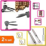 Hereveoyuncak Metal Fındık Kıracağı + Soyacak ve Rende Paslanmaz Çelik Inox - 2li Set M8U9C9