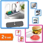 Hereveoyuncak Mutfak Banyo Esnek Batarya Su Tutucu Matı + Hamburger Yapma Pres ve Köfte Kalıbı - 2li Set Y9A9Y0