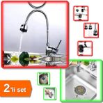Hereveoyuncak Oynar Başlıklı 2 Fonksiyonlu Spiral Musluk + Silikon Mutfak Lavabo Süzgeci - 2li Set X0D9Z9