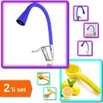 Hereveoyuncak Oynar Başlıklı Çelik Spiral Üzeri Silikon Mavi + Limon Sıkacağı Limonatör Plastik - 2li Set X8Z0K6