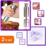 Hereveoyuncak Paslanmaz Çelik - Bassmalı Baharat Değirmeni + 3 Boy Huni - 2li Set X7R8L8