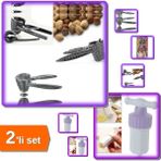 Hereveoyuncak Paslanmaz Metal Fındık Kıracağı + Pratik Sarımsak Ezici Jumbo Boy - 2li Set D2C3R6