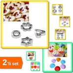 Hereveoyuncak Renkli 6 Adet Yıkanabilir Mini Tırtıklı Muffin + 12 Adet Kek - Bisküvi - Fondan Kalıbı - 2li Set D8K