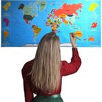Hereveoyuncak Renkli Atlas Dünya Haritası Manyetik Yapıştırıcı Gerektirmeyen Duvar Stickerı 118 cm * 56 Cmm