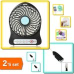 Hereveoyuncak Şarjlı Taşınabilir Mini Fan Vantilatör + Pilli Süt ve Kahve Köpürtücü Karıştırıcı - 2li Set R6H9Q9