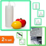 Hereveoyuncak Şeffaf Sos Şişesi 400 ml + 20 Adet Yapışkanlı Kablo Sabitleyici Tutucu Klipsi - 2li Set J5F5J9