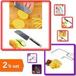 Hereveoyuncak Şekilli Tırtıklı Patates Kesme Bıçağı + Peynir Kesme Teli - Pratik Mutfak Araçları - 2li Set D5U6A4