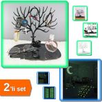 Hereveoyuncak Siyah Geyik Şeklinde Takı Yüzük Küpe Kolye Düzenleyici + Fosforlu Yıldız Etiket - 2li Set B8C1V2