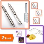 Hereveoyuncak Soyacak ve Rende 2 Parça Paslanmaz Çelik Inox + Peynir Kesme Teli - 2li Set Y4TCYW