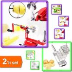 Hereveoyuncak Spiral Patates Dilimleyici + 4 Parça Paslanmaz Çelik El Rendesi - 2li Set U9H6R1