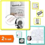 Hereveoyuncak Tencere Kapağı Düzenleyici Tabaklık + 20 Adet Yuvarlak Şeffaf 3 cm Çaplı Disk Yapışkan - 2li Set B9K