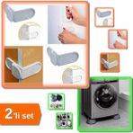 Hereveoyuncak Yapışkanlı Kapak Çekmece Dolap Köşe Kilidi + 4 Adet Gürültü Emici Titreşim Aparatı - 2li Set S9T3N8