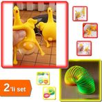 Hereveoyuncak Yumurtlayan Eğlenceli Tavuk Anahtarlık Stres Topu Oyuncak + Stres Yayı Büyük Boy - 2li Set K2M9H1