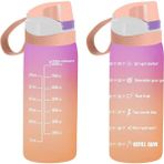 Herevin 1 Litre Motivasyon Su Matarası Yavruağzı Plastik Malzemeden Üretilmiştir