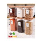 Herevin 6lı Kare 1,1 Lt 1,5 Lt Erzak Bakliyat Saklama Kabı Baharatlık Çeyiz Seti-25 Adet Etiketli E161302-800