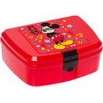 Herevin Gözlüklü Mickey Mouse Kırmızı Beslenme Kutusu Erkek Çocuk İki Bölmeli Kullanım Kolaylığı
