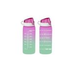 Herevin Matara Cift Renk Boyali Olcu Baskili Pembe 1 Litre Motivasyon Matara
