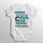 Herkes Yakışıklı Görsün Nede Olsa Amcamın Yeğeniyim Yazılı Baskılı Beyaz Bebek Zıbını