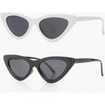 herkesetoptantic 2'li Cat Eye Oval Güneş Gözlüğü (Siyah - Beyaz)