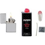 Herkesetoptantic 4’lü Set Zippo Çakmak Benzinli (Gümüş) + Benzin + Taş + Fitil