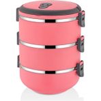 herkesetoptantic Freshbox 3 Katlı Sefer Tası Yemek Termosu (Pembe)