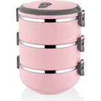 herkesetoptantic Freshbox 3 Katlı Sefer Tası Yemek Termosu (Pudra Pembe)