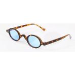 herkesetoptantic Minimal Vintage Retro Oval Kemik Unisex Güneş Gözlüğü (Leopar - Mavi)